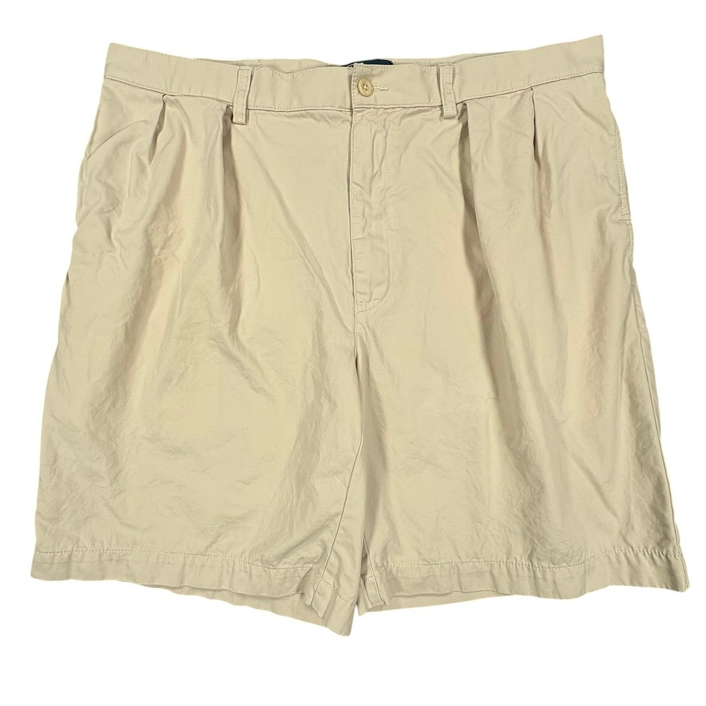 Vintage Y2K Polo Ralph Lauren Tyler Shorts Mens 38x9 Beige Double Pleated Chino